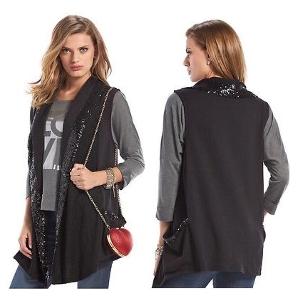 Juicy Couture Jackets & Blazers - Juicy Couture Black Sequin Flyaway Vest S NWT
